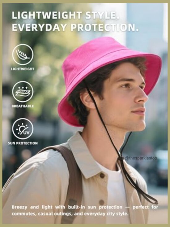 Lightweight Bucket Hat with Ponytail Hole, Adjustable Fit, Sun Protection main image 6